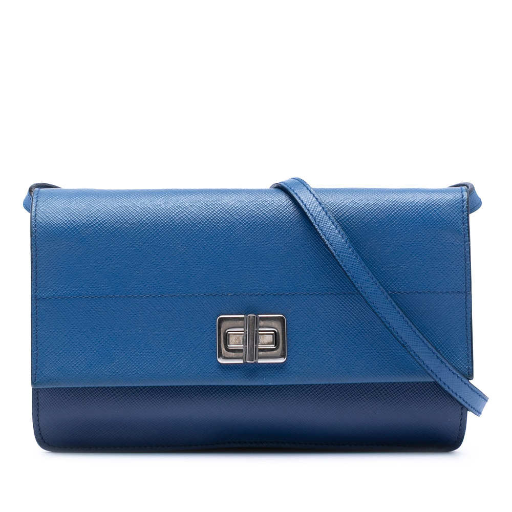 Pre-Loved Prada Saffiano Turn Lock Wallet On Strap